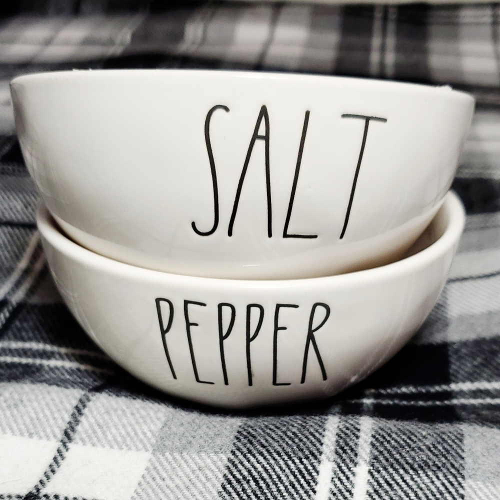 Rae Dunn Spice seasoning SALT & PEPPER mini bowls.